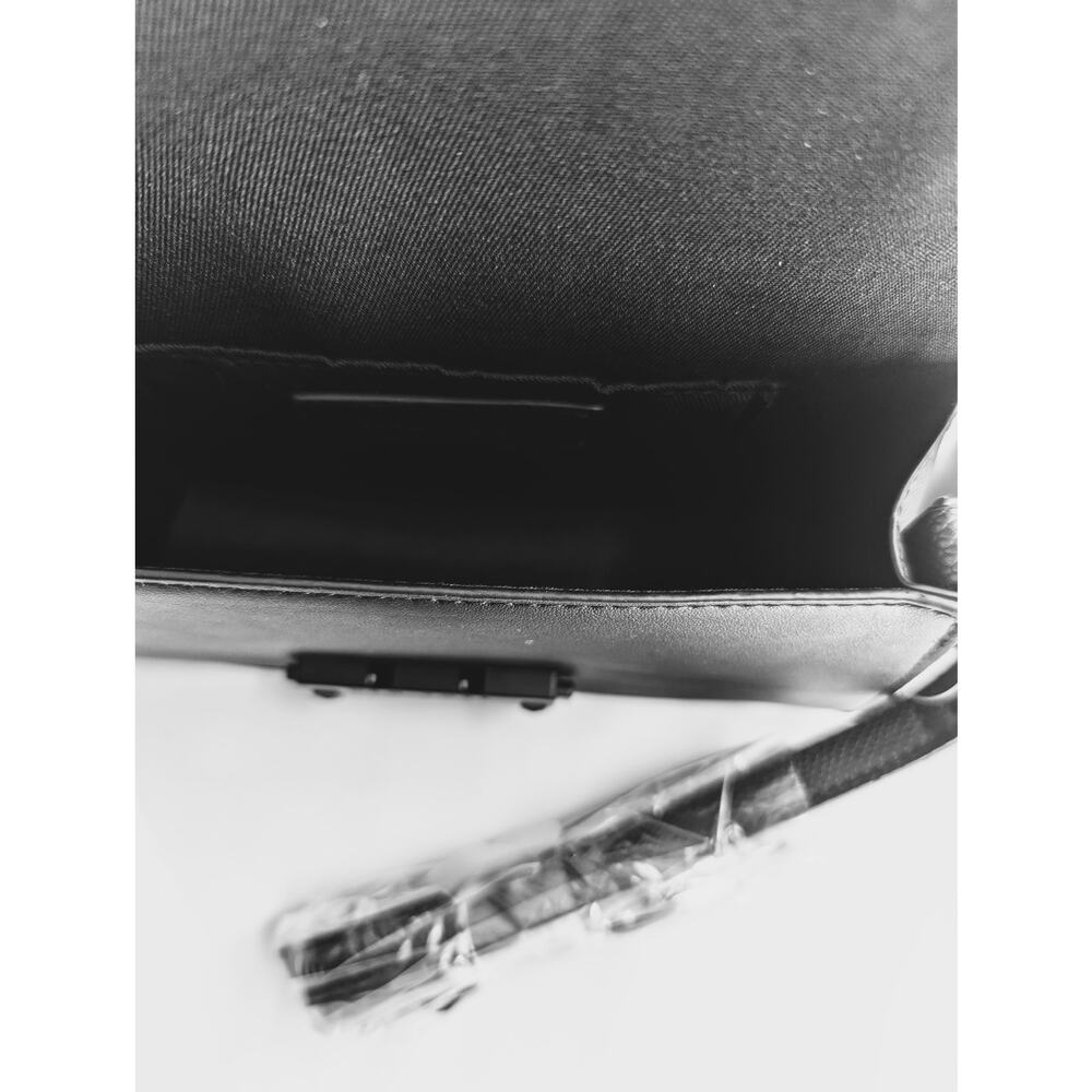 Nicole Miller Black Faux Leather Bag Purse With Chain Accent - Picture 11 of 12